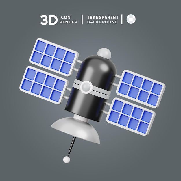 Ilustración 3d del satélite psd