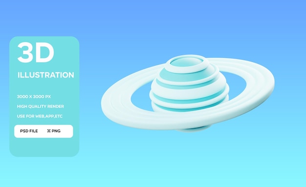 Ilustración en 3D de Saturno en PSD