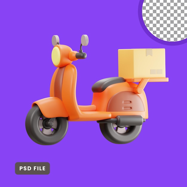 Ilustración 3d de scooter de entrega