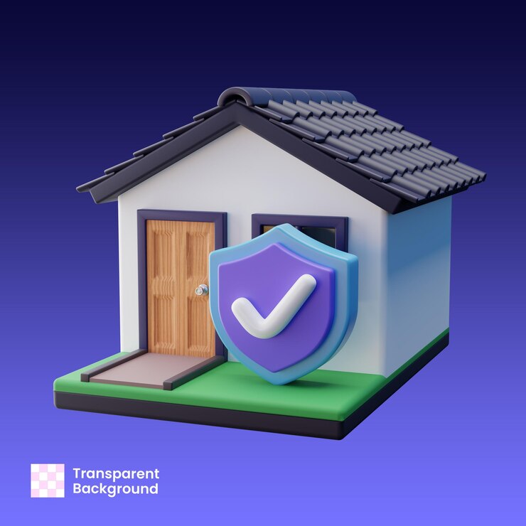 PSD ilustración 3d del seguro de bienes raíces