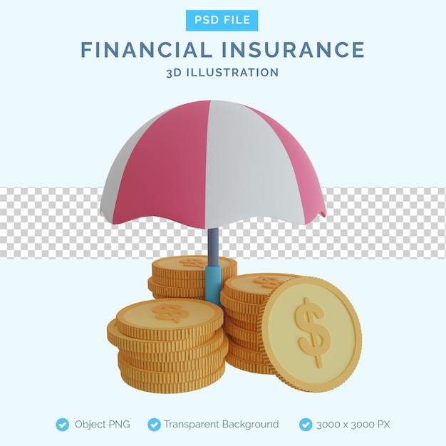 PSD ilustración 3d de seguro financiero