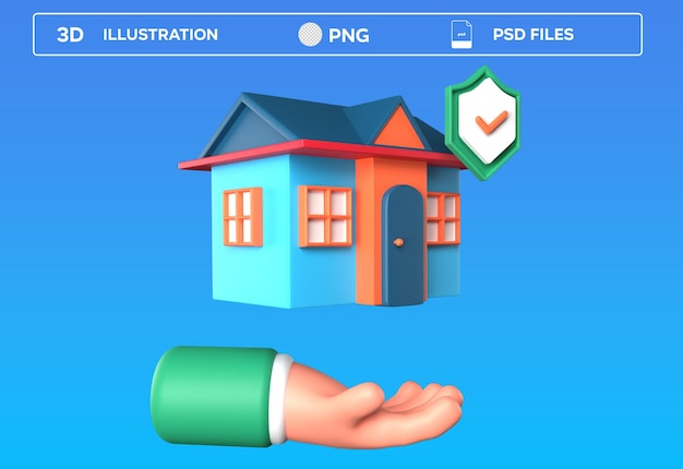 Ilustración 3D del seguro de propietarios de viviendas de PSD