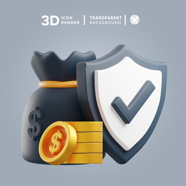 PSD ilustración 3d del seguro de psd