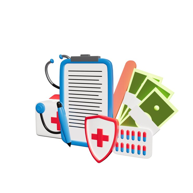 PSD ilustración 3d de seguros médicos