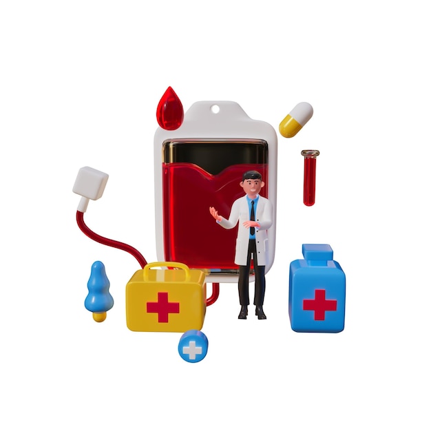 Ilustración 3D de seguros médicos
