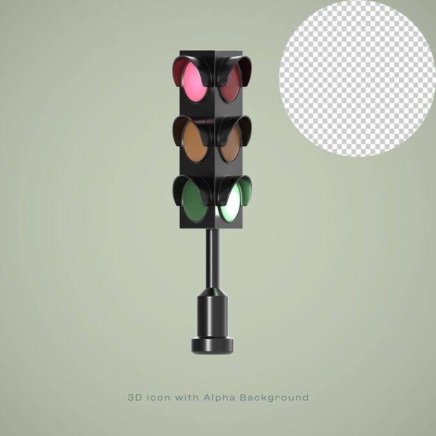 Ilustración 3d de semáforos con representación de alta calidad