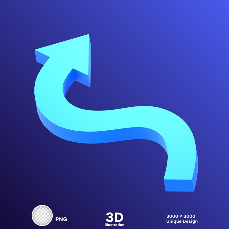 PSD ilustración 3d de señal de tráfico azul flecha digital de señal de semáforo en fondo transparente