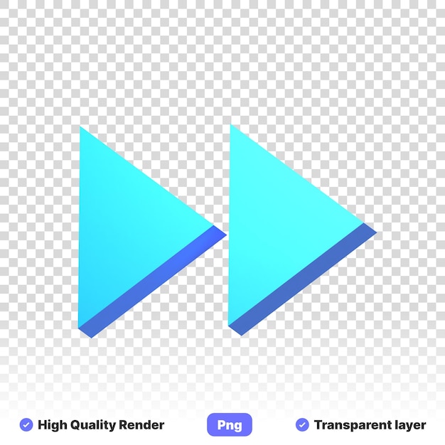 Ilustración 3D de señal de tráfico azul flecha digital de señal de semáforo en fondo transparente