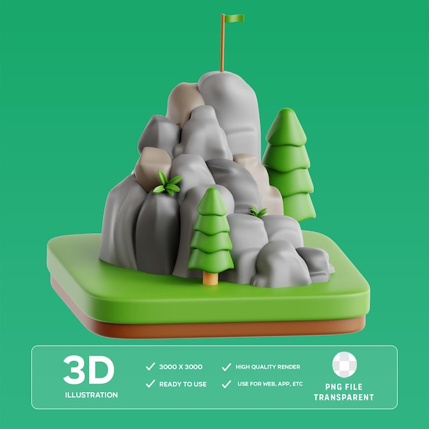 Ilustración 3D de senderismo en PSD