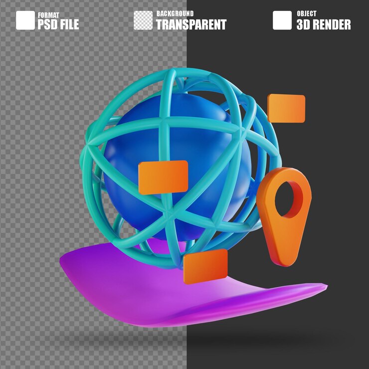 PSD ilustración 3d seo global y director general local 3