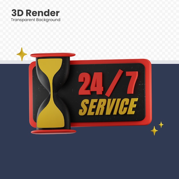 Ilustración 3d de servicio las 24 horas aislada