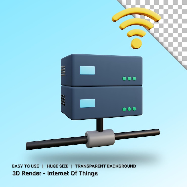 PSD ilustración 3d del servidor con fondo transparente