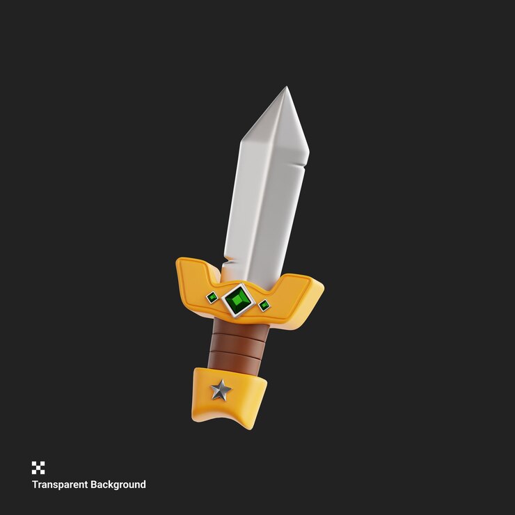 PSD ilustración 3d de sharp dagger para el activo del juego