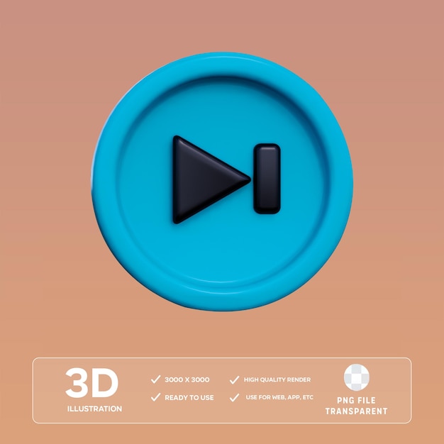 Ilustración 3D del siguiente botón de PSD