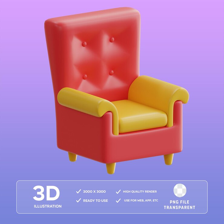 PSD ilustración 3d de la silla psd