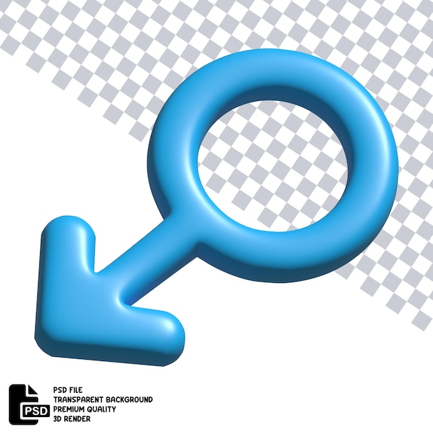 PSD ilustración 3d de símbolo masculino