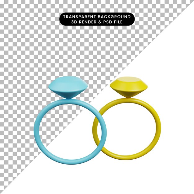Ilustración 3d simple icono belleza objeto anillo diamante