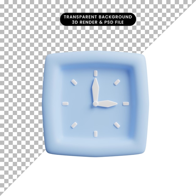 PSD ilustración 3d simple icono web esencial reloj