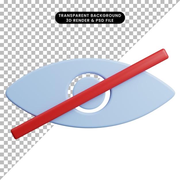 Ilustración 3d simple icono web esencial vista de ojo