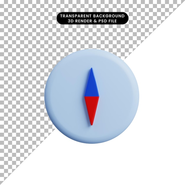 Ilustración 3d simple icono web essentials brújula