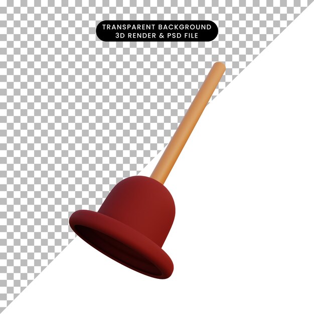 PSD ilustración 3d simple objeto inodoro émbolo inodoro