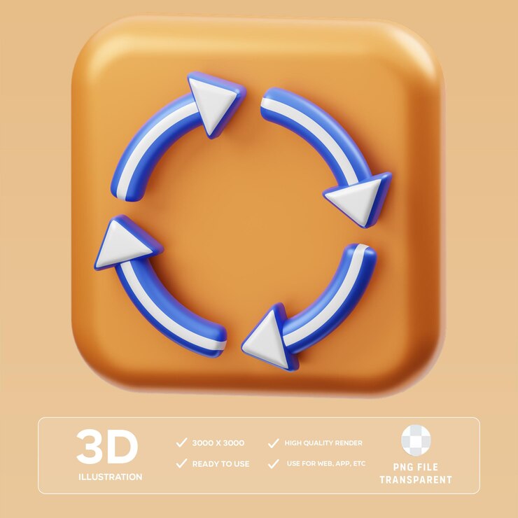 PSD ilustración 3d de sincronización de psd