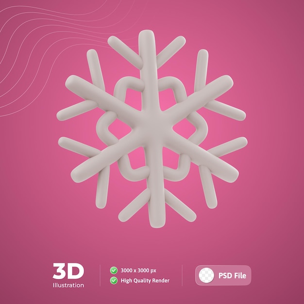 PSD ilustración 3d de snowflake para la infografía de la aplicación web, etc.