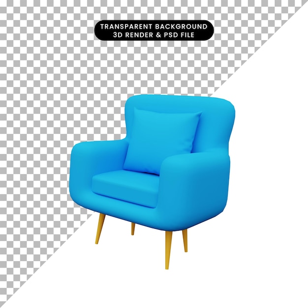 Ilustración 3D de sofás individuales