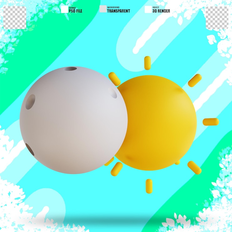 PSD ilustración 3d sol y luna 2