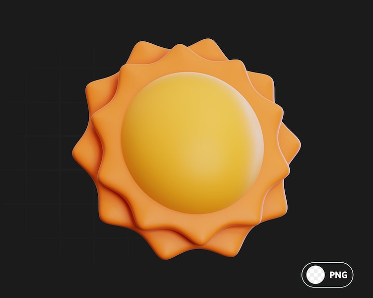 PSD ilustración 3d del sol