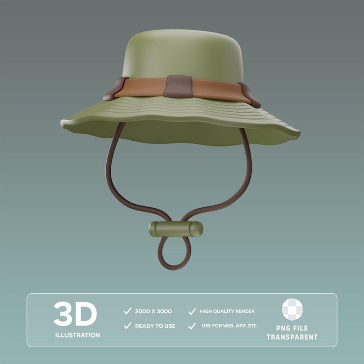 PSD ilustración 3d del sombrero de campamento psd