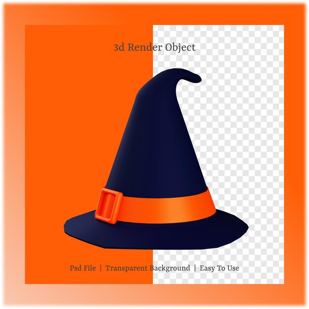 Ilustración 3d de sombrero con concepto de día de halloween