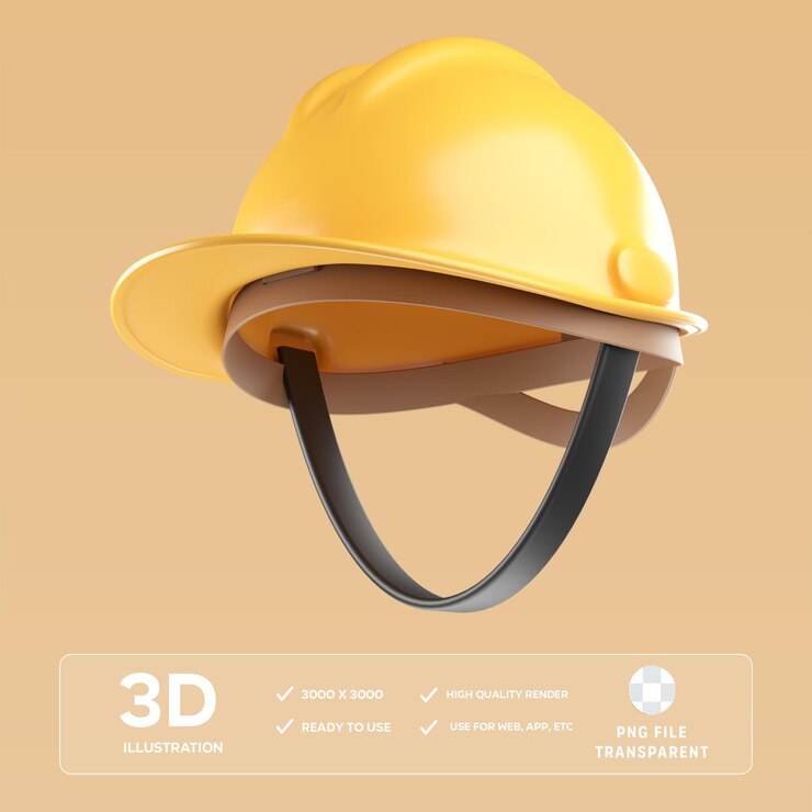 Ilustración 3D de sombrero duro PSD