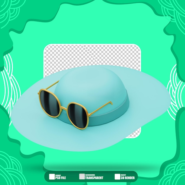 Ilustración 3d de sombrero y gafas 2