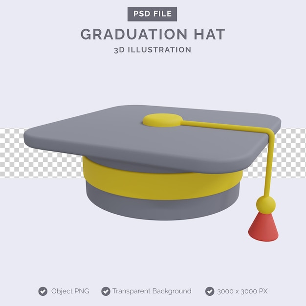 Ilustración 3d de sombrero de graduación