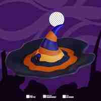 PSD ilustración 3d del sombrero de halloween 2