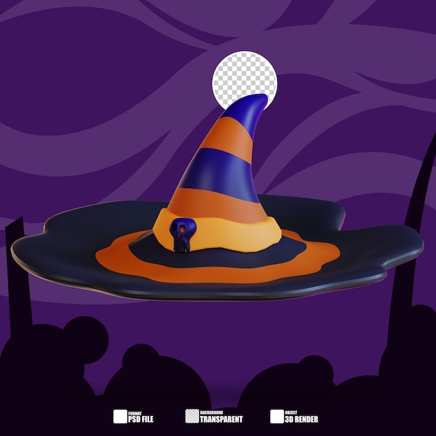 PSD ilustración 3d del sombrero de halloween 4