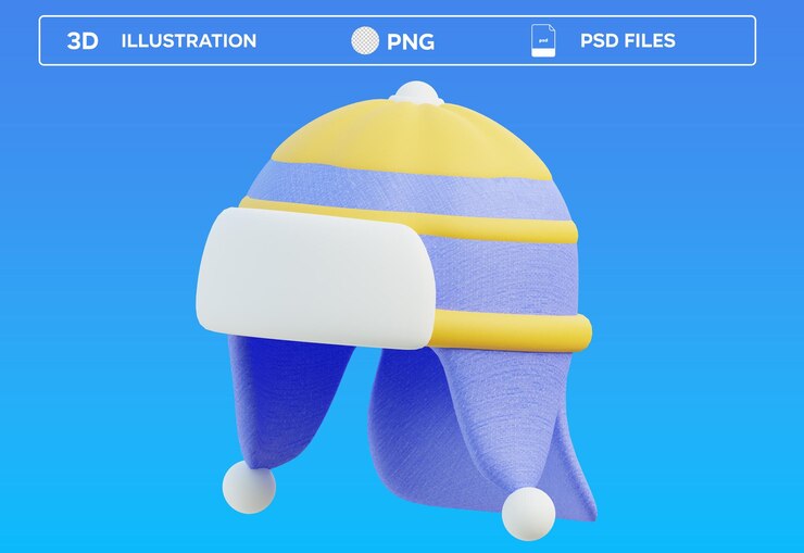 PSD ilustración 3d del sombrero de invierno de psd
