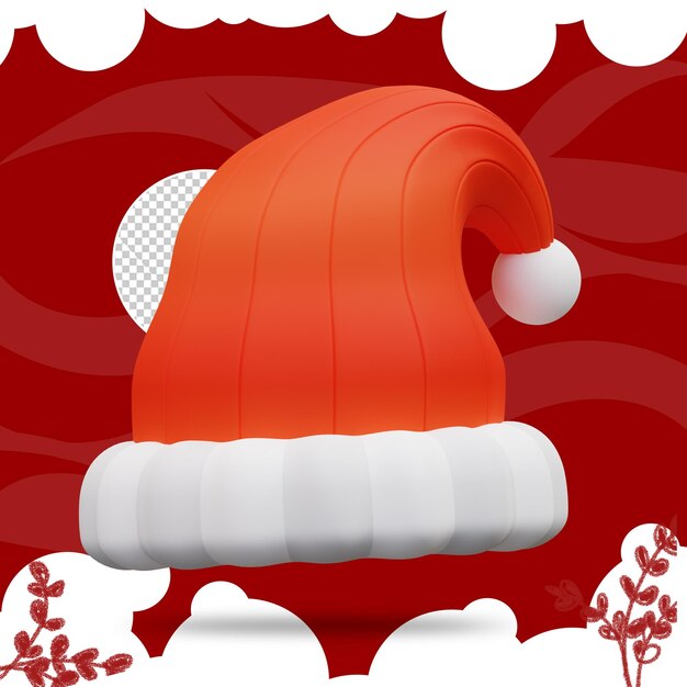 Ilustración 3d del sombrero de Papá Noel 2
