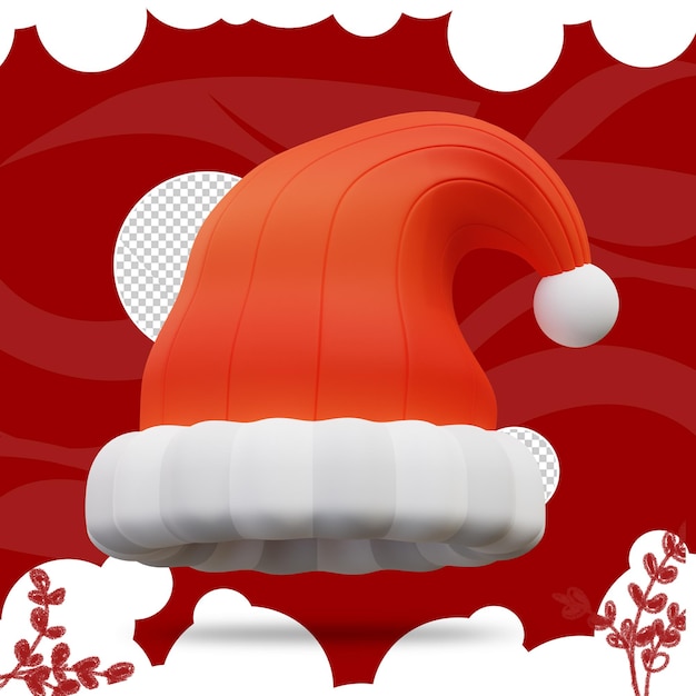 Ilustración 3d del sombrero de Papá Noel 2
