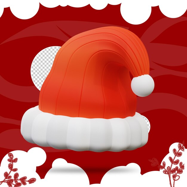 Ilustración 3d del sombrero de Papá Noel 3