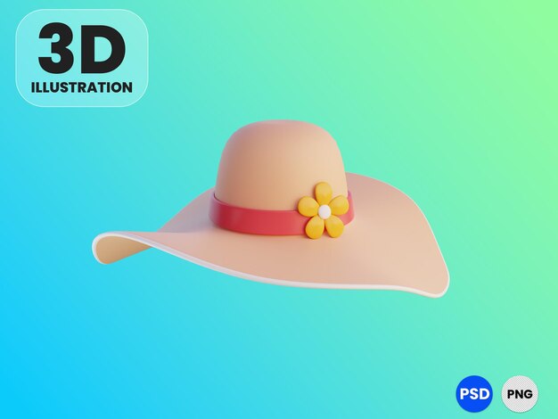 Ilustración 3d de sombrero de playa