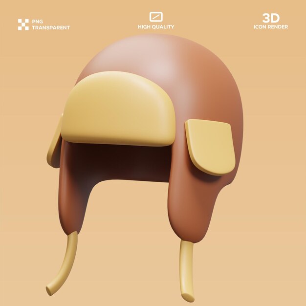 Ilustración en 3D del sombrero de Ushanka