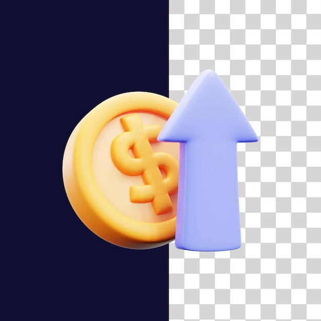 Ilustración en 3D de la subida del dólar