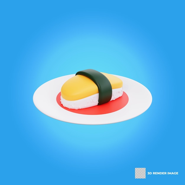 Ilustración 3d de sushi de comida asiática