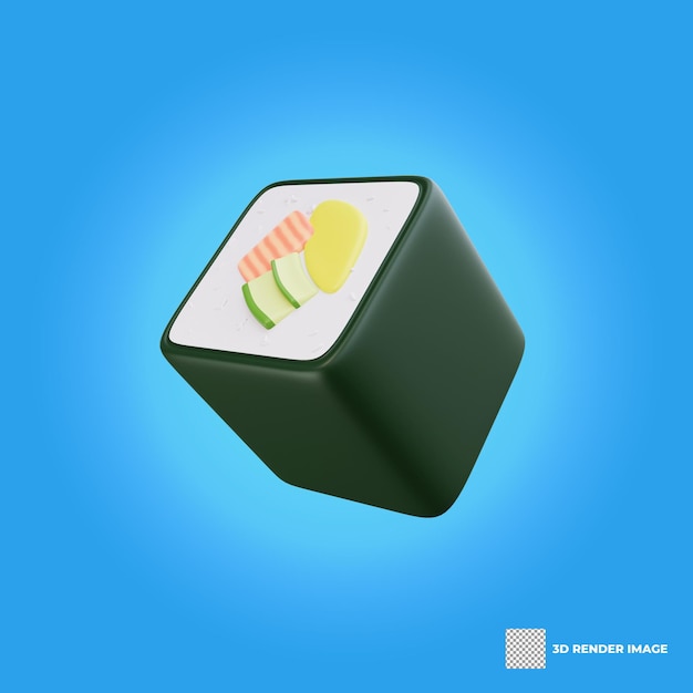 Ilustración 3d de sushi de comida asiática