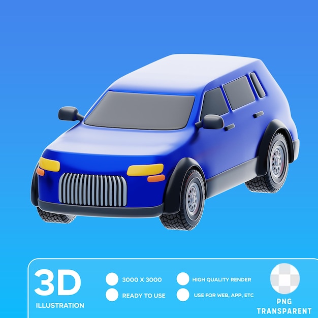 PSD ilustración 3d del suv psd