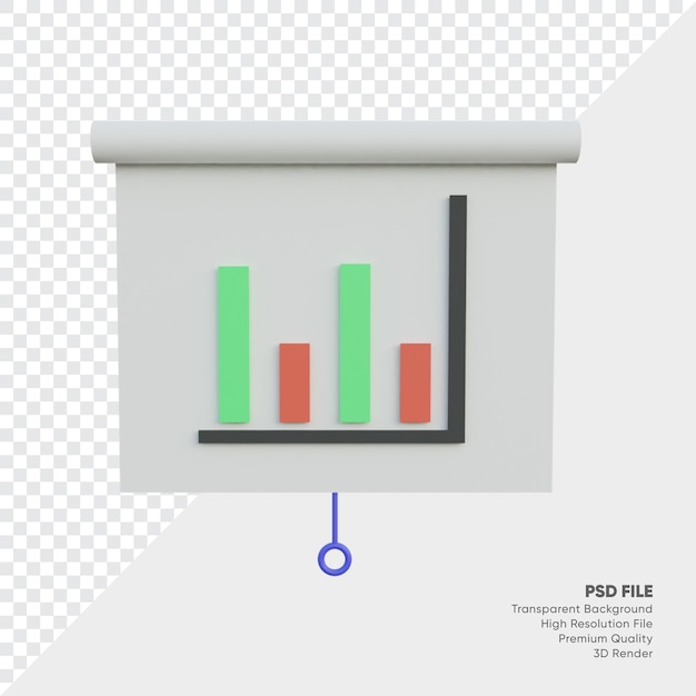 Ilustración 3d de tablero de informe de datos