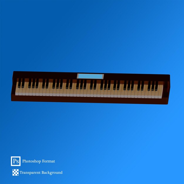 PSD ilustración 3d del tablero de piano