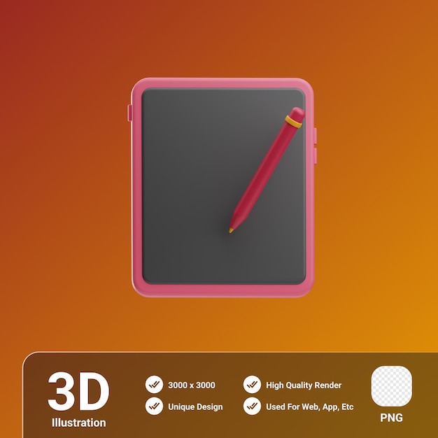 PSD ilustración 3d de tableta de marca